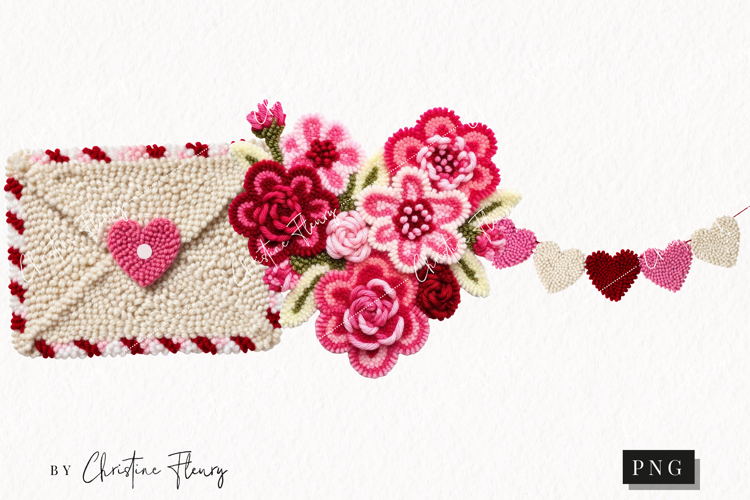 Faux Latch Hook Valentine Clipart | Valentines Day PNG