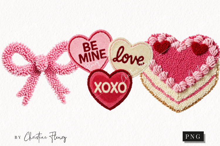 Faux Latch Hook Valentine Clipart | Valentines Day PNG