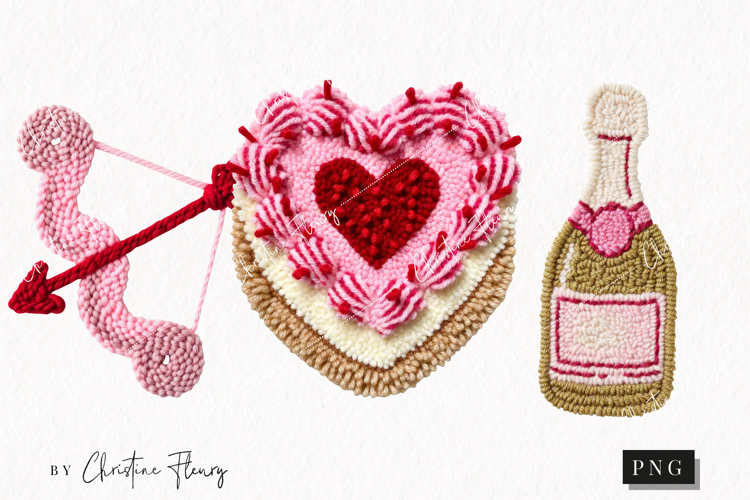 Faux Latch Hook Valentine Clipart | Valentines Day PNG