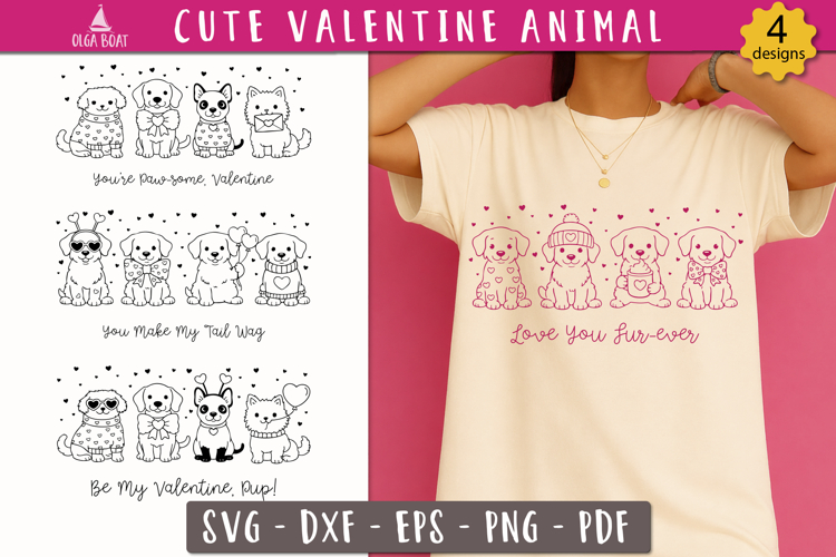 Funny Valentine Dog SVG Cute Puppy