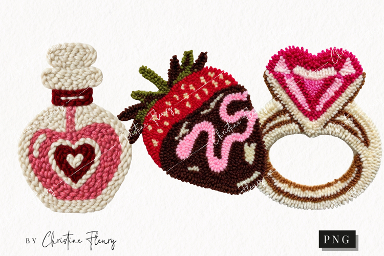 Faux Latch Hook Valentine Clipart | Valentines Day PNG