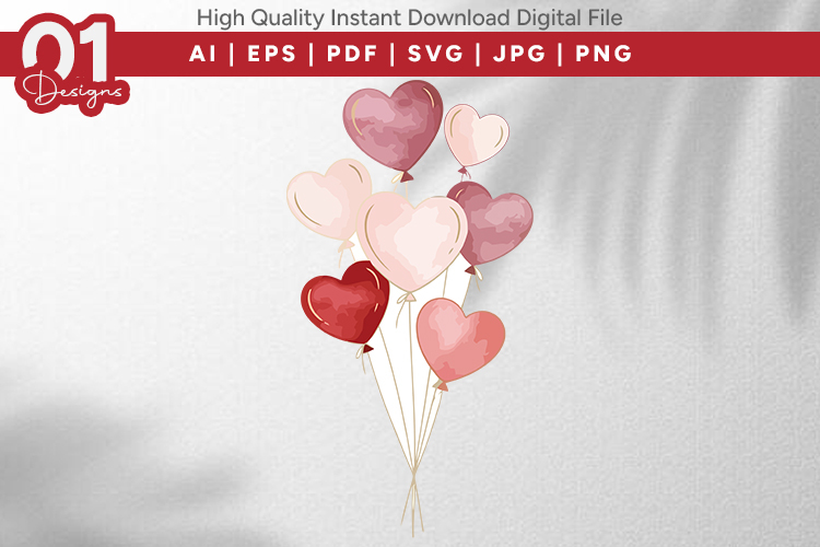 Heart Balloon Valentine Quotes SVG Design