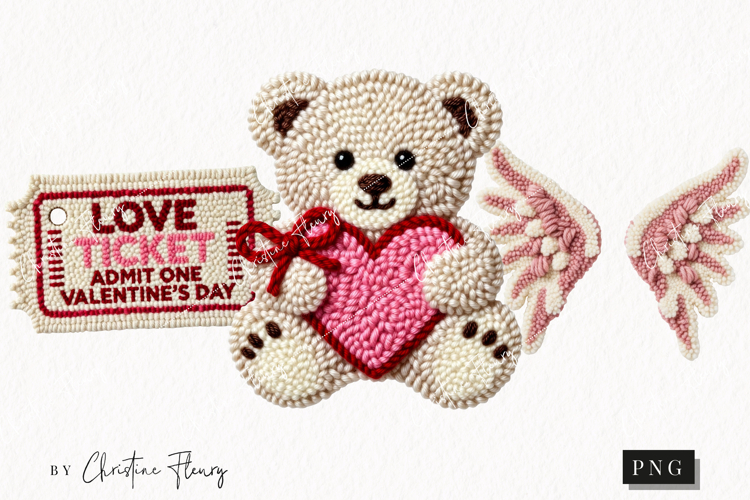 Faux Latch Hook Valentine Clipart | Valentines Day PNG