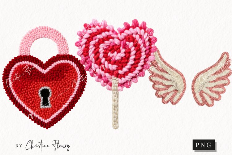 Faux Latch Hook Valentine Clipart | Valentines Day PNG