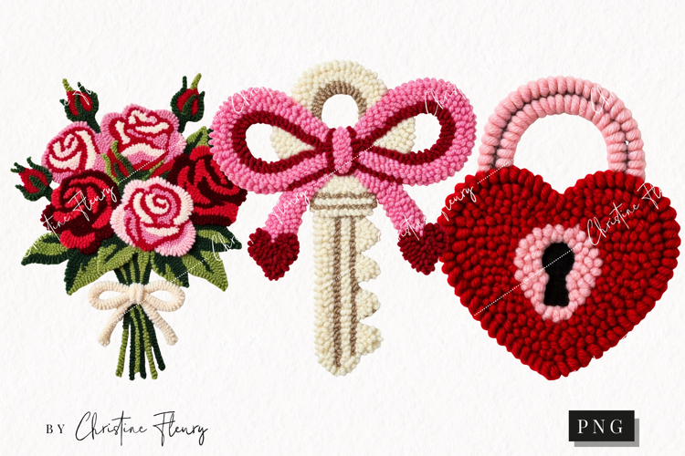 Faux Latch Hook Valentine Clipart | Valentines Day PNG