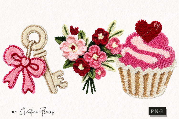 Faux Latch Hook Valentine Clipart | Valentines Day PNG