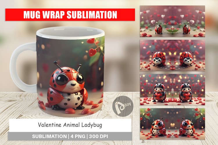 Mug sublimation Valentine Animal Ladybug