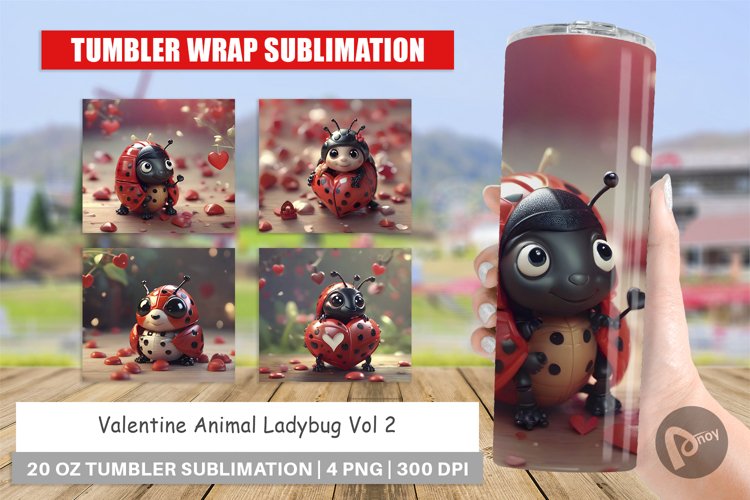 Tumbler Sublimation Wrap Valentine Animal Ladybug