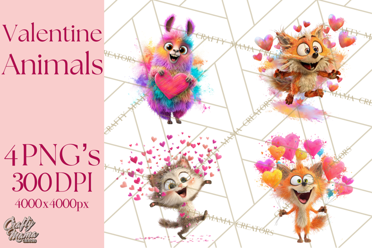 Kawaii Valentine Animals, Cute Heart Love Animals Png