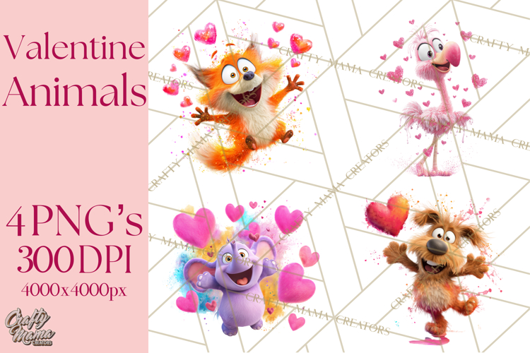 Kawaii Valentine Animals, Cute Heart Love Animals Png