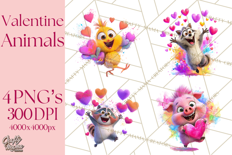 Kawaii Valentine Animals, Cute Heart Love Animals Png