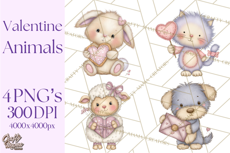 Valentine Animals Clipart PNG, Cute Animal Valentine