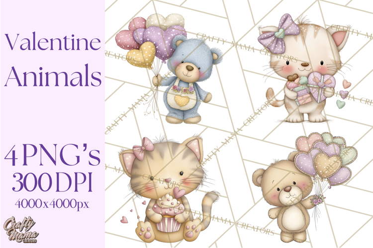 Valentine Animals Clipart PNG, Cute Animal Valentine