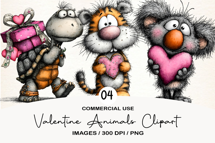 Valentine Animals Clipart Sublimation