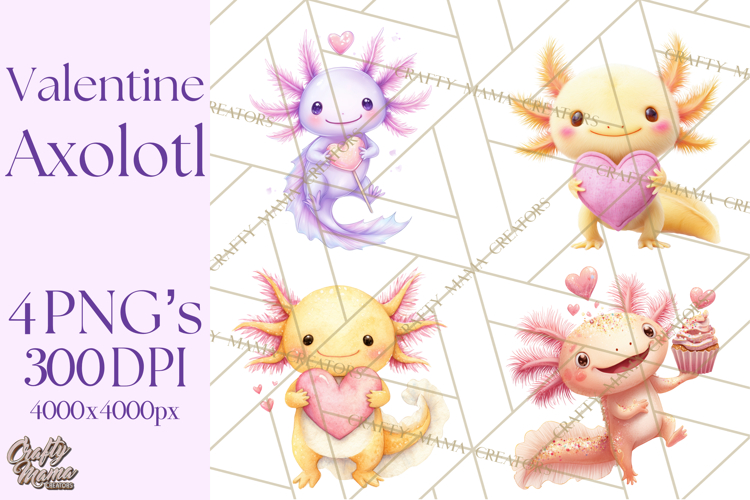 Valentine Axolotl Clipart PNG, Cute Axolotl Valentine
