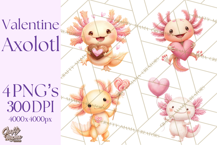 Valentine Axolotl Clipart PNG, Cute Axolotl Valentine