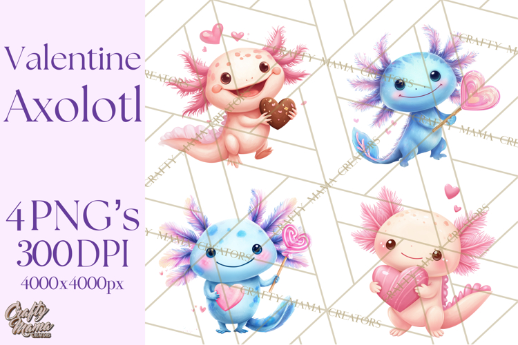 Valentine Axolotl Clipart PNG, Cute Axolotl Valentine
