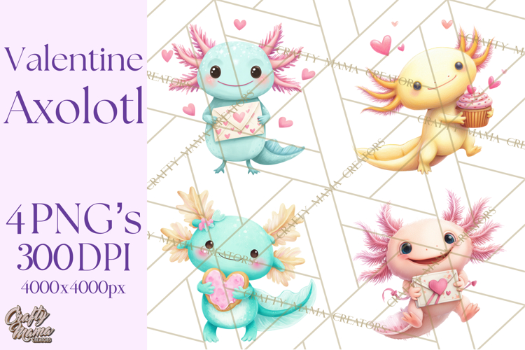 Valentine Axolotl Clipart PNG, Cute Axolotl Valentine