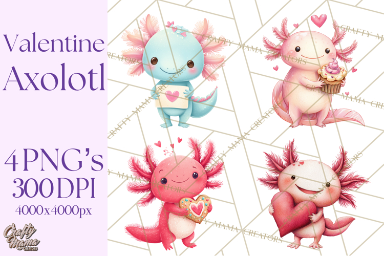 Valentine Axolotl Clipart PNG, Cute Axolotl Valentine