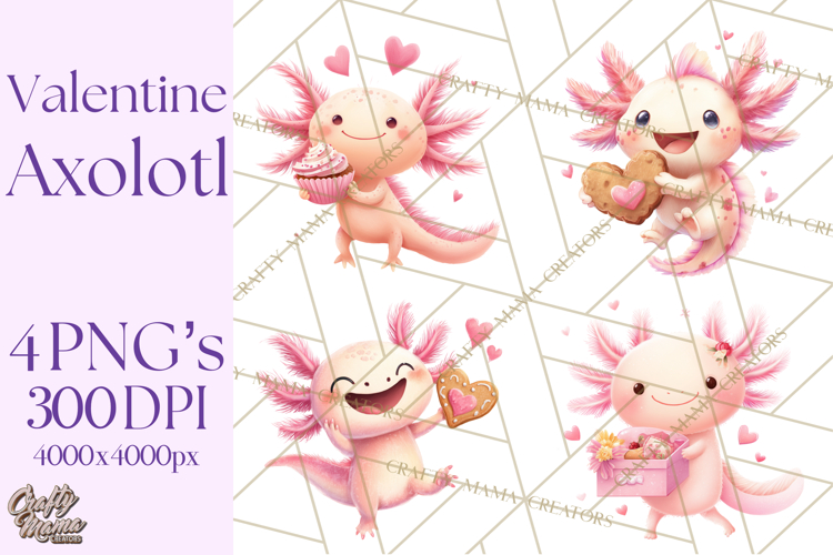 Valentine Axolotl Clipart PNG, Cute Axolotl Valentine