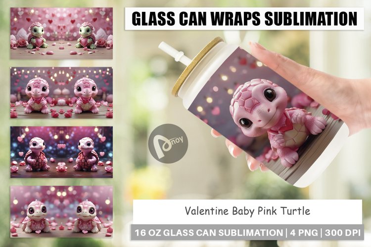 Glass Can Wraps Valentine Baby Turtle