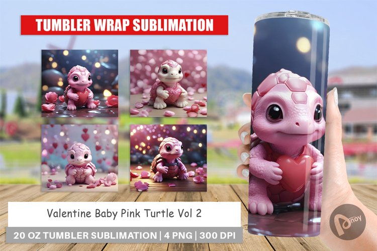Tumbler Sublimation Wrap Valentine Baby Turtle