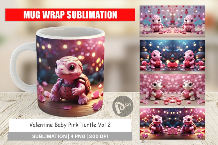 Mug sublimation design Valentine Baby Turtle