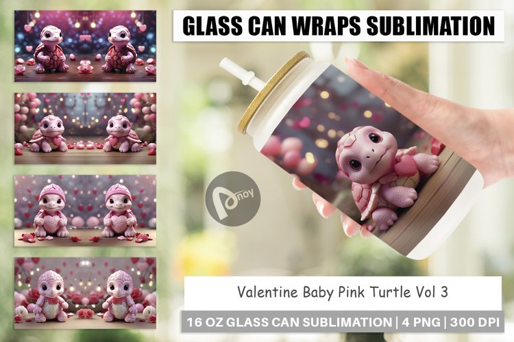 Glass Can Wraps Valentine Baby Turtle