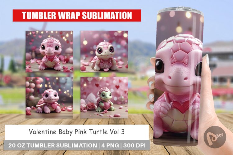 Tumbler Sublimation Wrap Valentine Baby Turtle