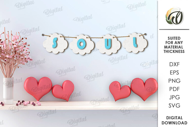 Valentine's Day Banner Laser Cut. Valentine Wall Decor SVG example image 1