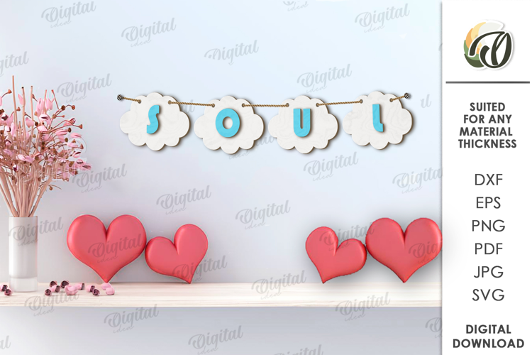 Valentine's Day Banner Laser Cut. Valentine Wall Decor SVG