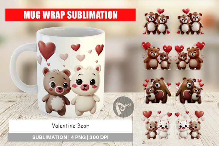 Mug Wrap Design Valentine Bear