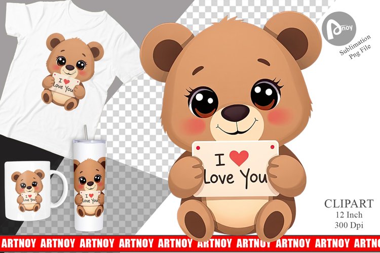 Valentine Bear Cartoon Clipart
