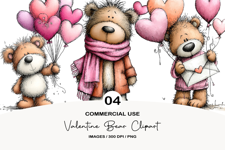 Valentine Bear Clipart PNG
