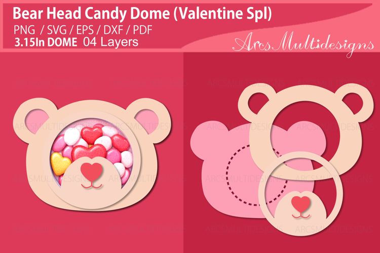 Cute Valentines Bear head candy dome