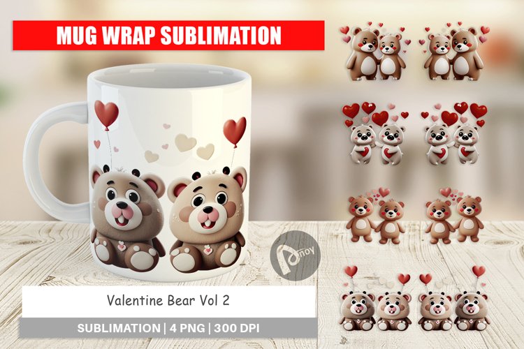 Mug Wrap Design Valentine Bear