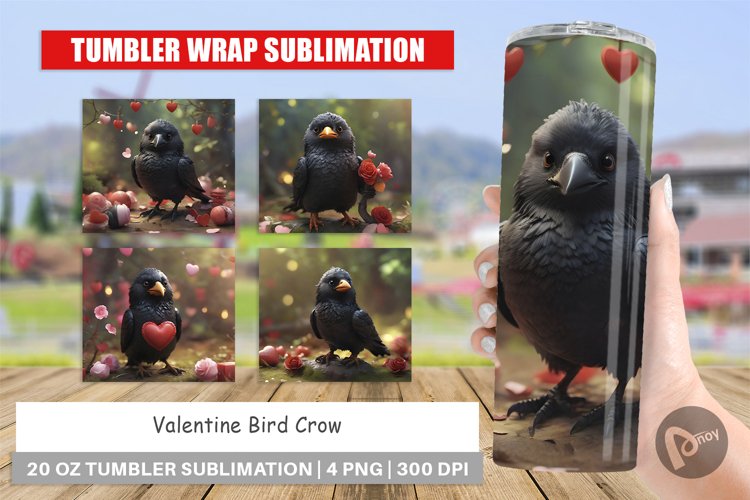 Tumbler Sublimation Wrap Valentine Bird Crow