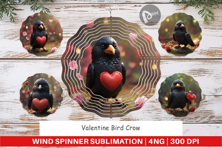 Wind Spinner Valentine Bird Crow