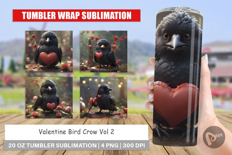 Tumbler Sublimation Wrap Valentine Bird Crow
