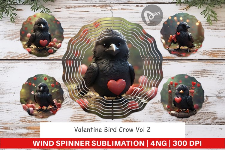 Wind Spinner Valentine Bird Crow