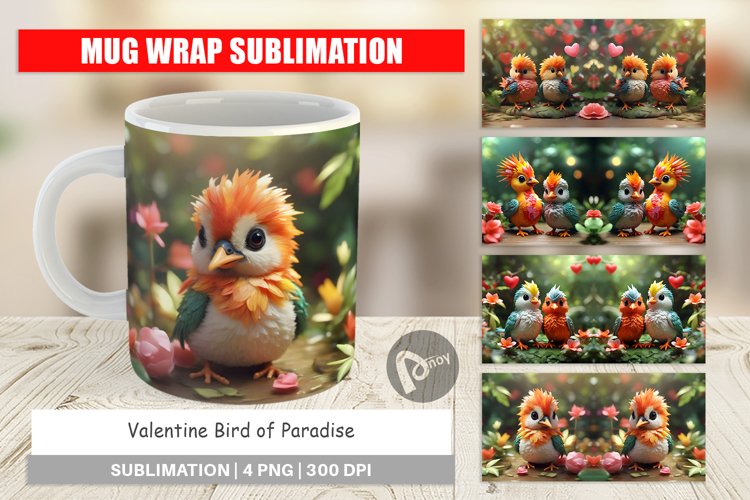 Mug sublimation Valentine Bird Paradise