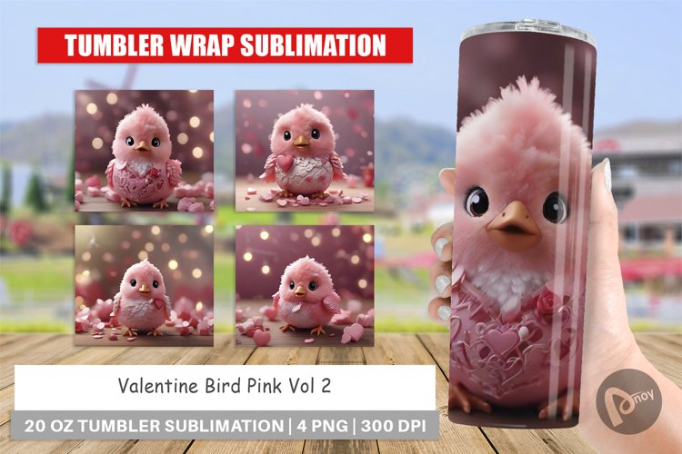 Tumbler Sublimation Wrap Valentine Bird Pink