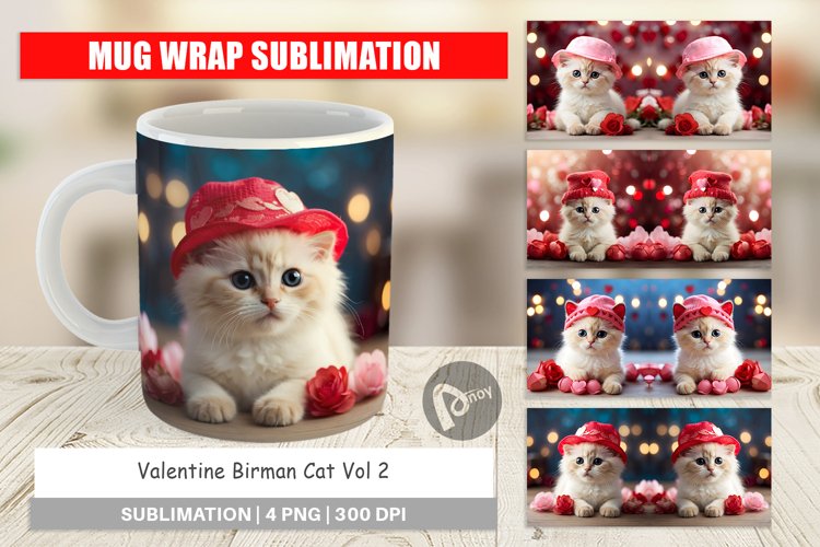 Mug sublimation design Valentine Birman Cat