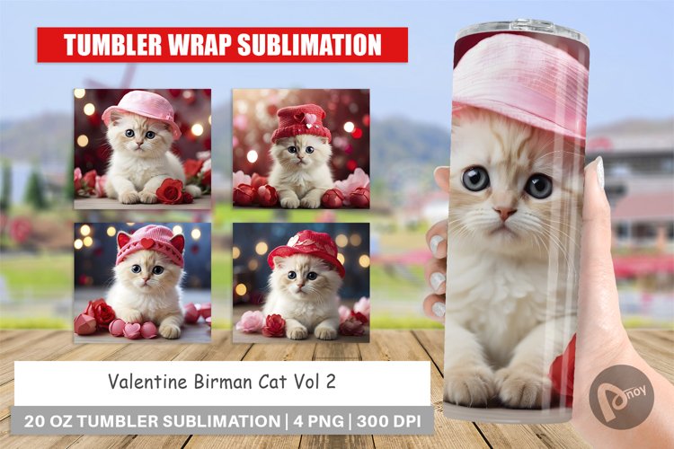 Tumbler Sublimation Wrap Valentine Birman Cat