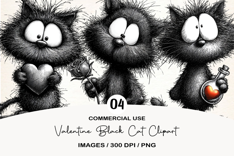 Valentine Black Cat Clipart