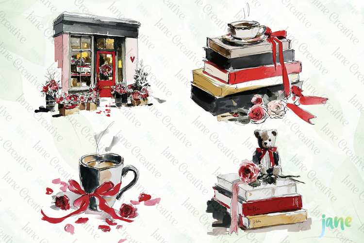 Valentine Book Lover Clipart