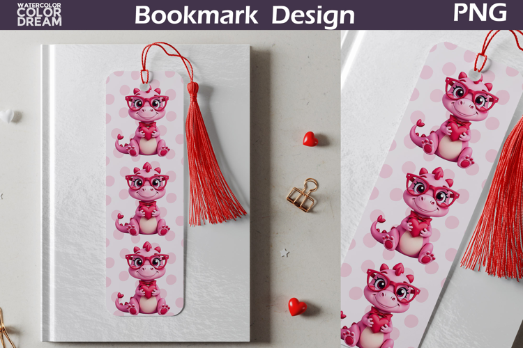 Valentine Bookmark | Dinosaur Valentines Day Heart Bookmark
