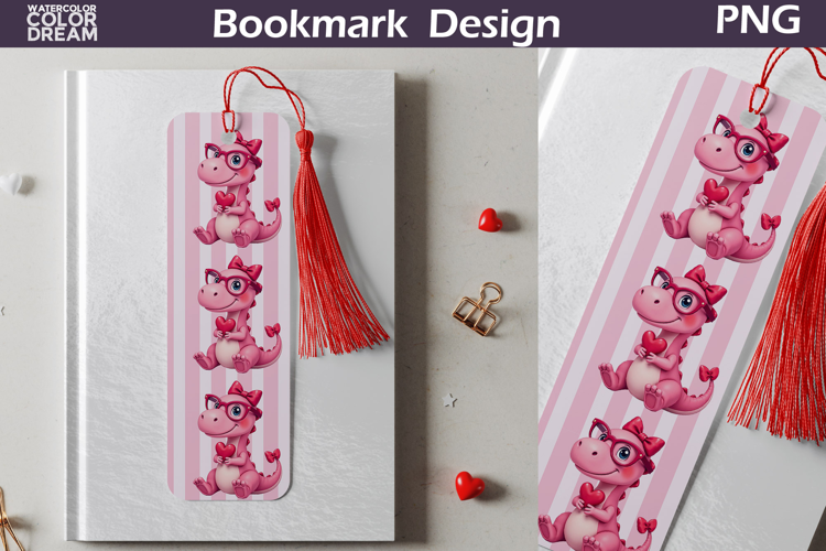 Valentine Bookmark | Dinosaur Valentines Day Heart Bookmark