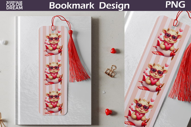 Valentine Bookmark | Cow Valentines Day Heart Bookmark