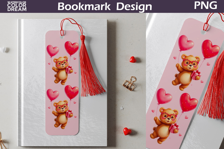 Valentine Bookmark | Bear Valentines Day Heart Bookmark